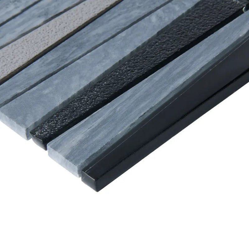 Blue Gray 12x12 Polished Textured Trapezium Glass Stone Mosaic Tile (5 pack, 4.83 sq ft/case) by Apollo Tile