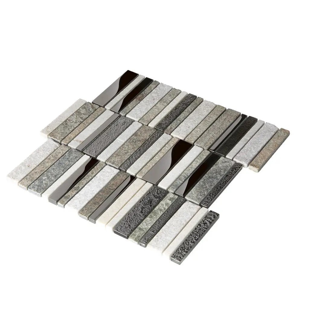 Brown Gray 12x12 Polished Textured Glass Stone Mosaic Tile (5 pack, 4.83 sq ft/case) by Apollo Tile