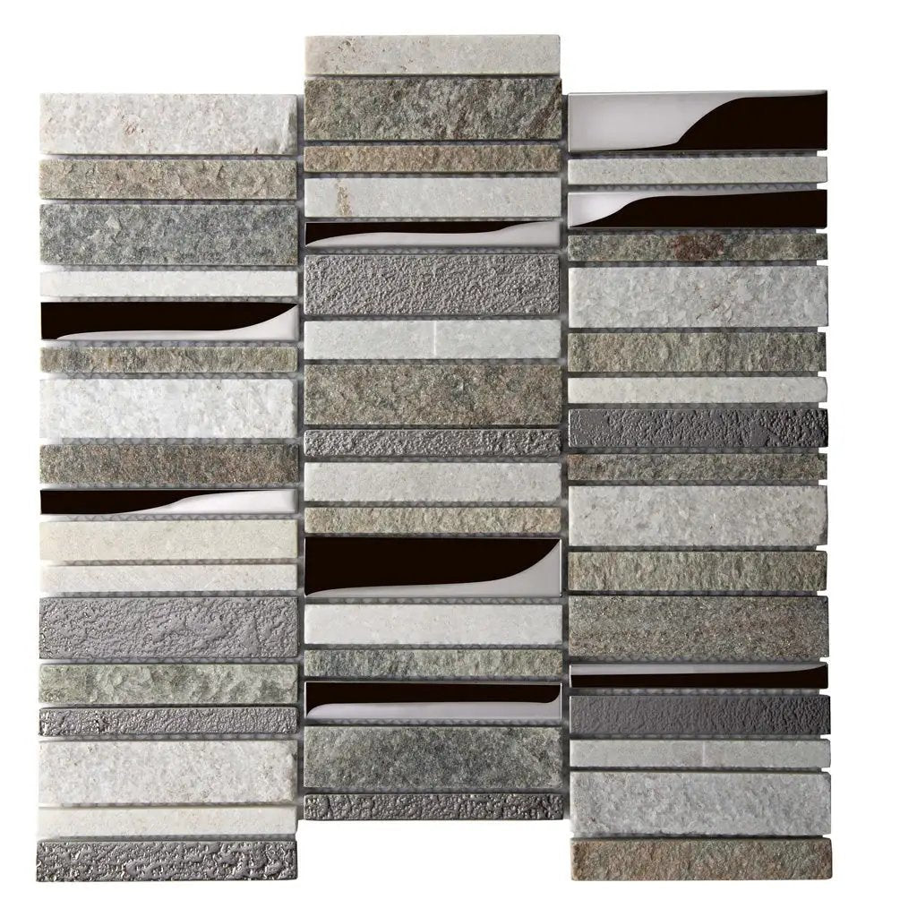 Brown Gray 12x12 Polished Textured Glass Stone Mosaic Tile (5 pack, 4.83 sq ft/case) by Apollo Tile
