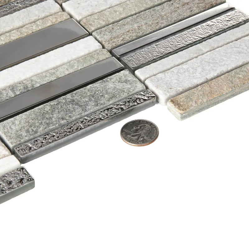 Brown Gray 12x12 Polished Textured Glass Stone Mosaic Tile (5 pack, 4.83 sq ft/case) by Apollo Tile