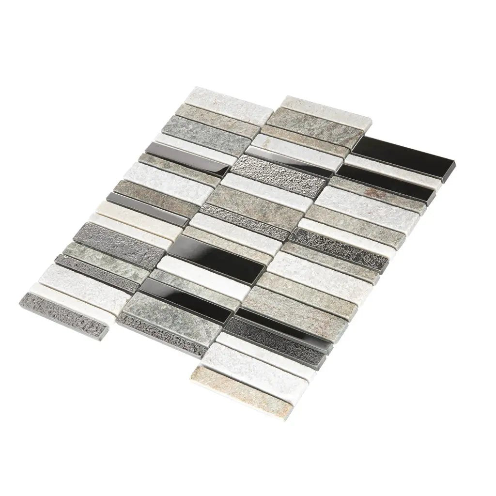 Brown Gray 12x12 Polished Textured Glass Stone Mosaic Tile (5 pack, 4.83 sq ft/case) by Apollo Tile