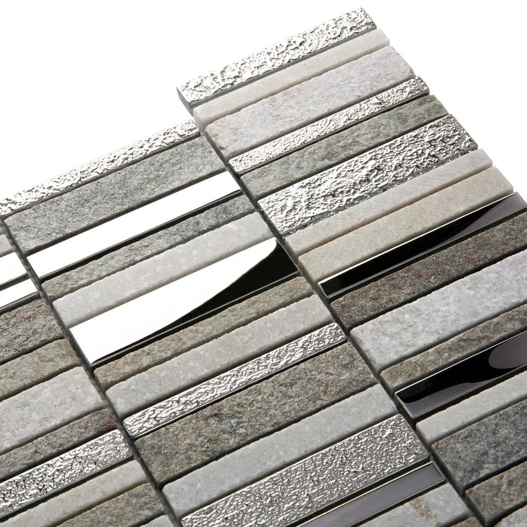 Brown Gray 12x12 Polished Textured Glass Stone Mosaic Tile (5 pack, 4.83 sq ft/case) by Apollo Tile