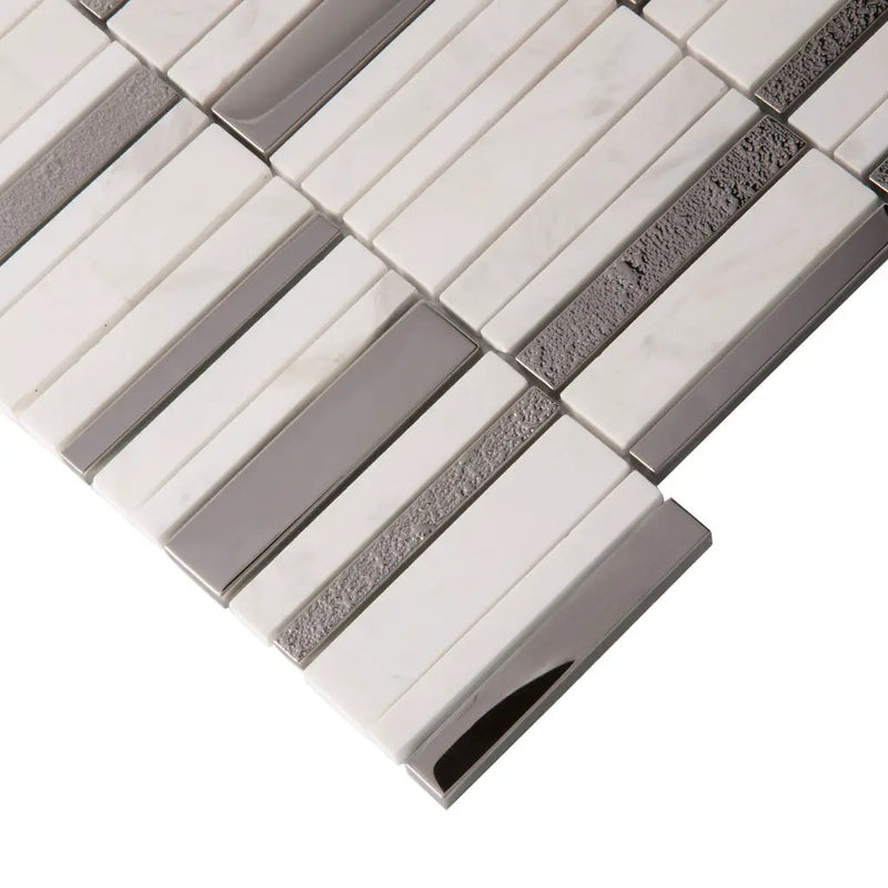 Brown White 12x12 Polished Textured Brick Glass Stone Mosaic Tile (5 pack, 4.83 sq ft/case) by Apollo Tile