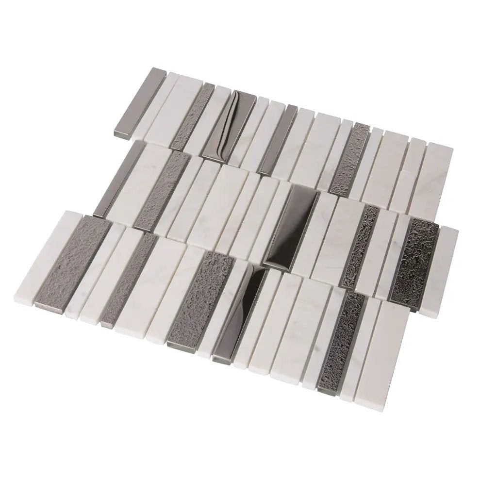 Brown White 12x12 Polished Textured Brick Glass Stone Mosaic Tile (5 pack, 4.83 sq ft/case) by Apollo Tile
