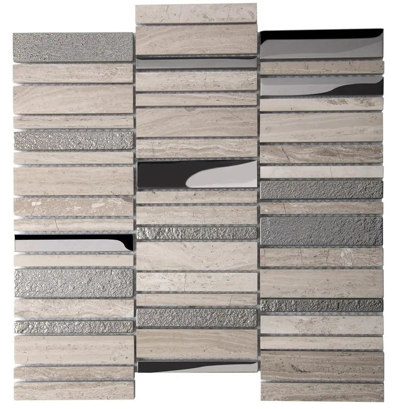 Brown Gray 12x12 Polished Textured Brick Glass Stone Mosaic Tile (5 pack, 4.83 sq ft/case) by Apollo Tile