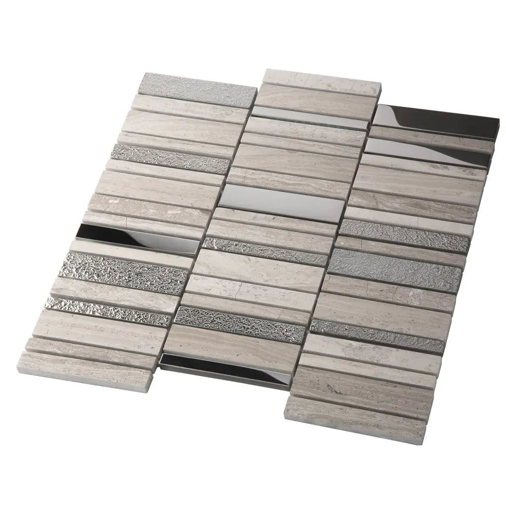 Brown Gray 12x12 Polished Textured Brick Glass Stone Mosaic Tile (5 pack, 4.83 sq ft/case) by Apollo Tile