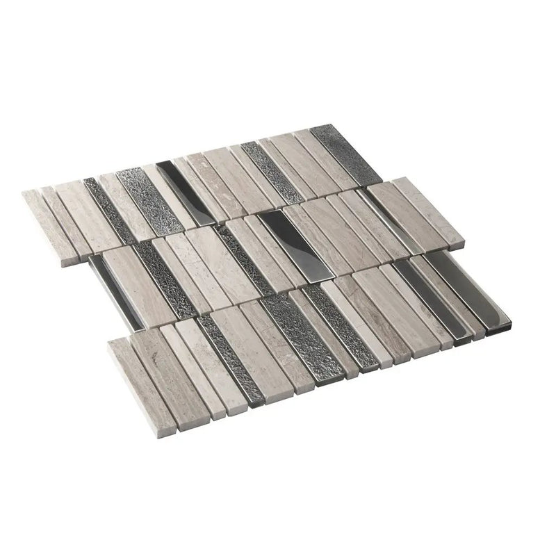 Brown Gray 12x12 Polished Textured Brick Glass Stone Mosaic Tile (5 pack, 4.83 sq ft/case) by Apollo Tile