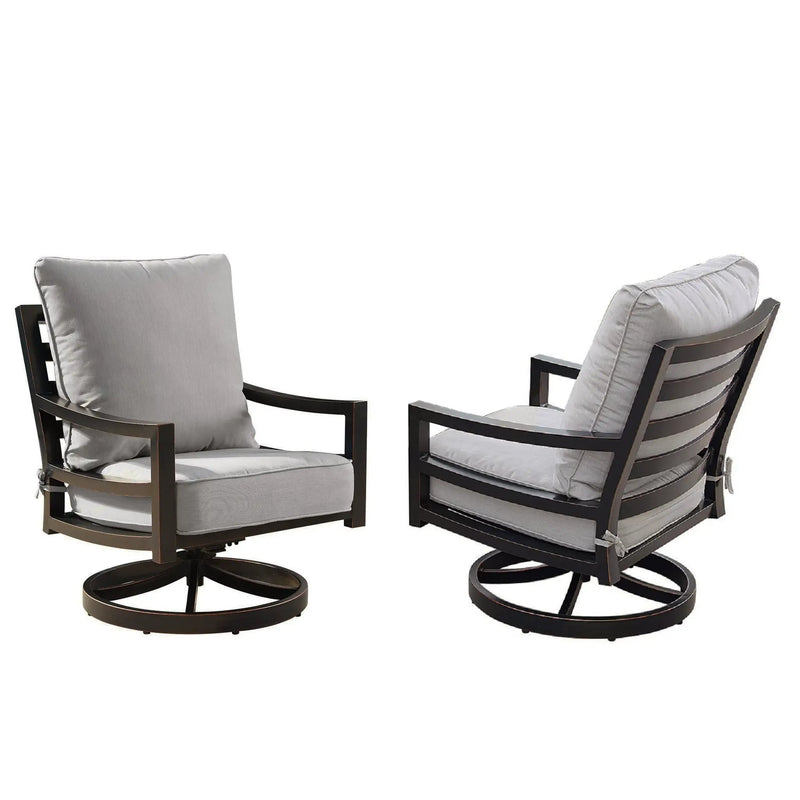 Aluminum Modern Deep Seating Swivel Rocking Club Chairs Grey Cushions by Sharicks