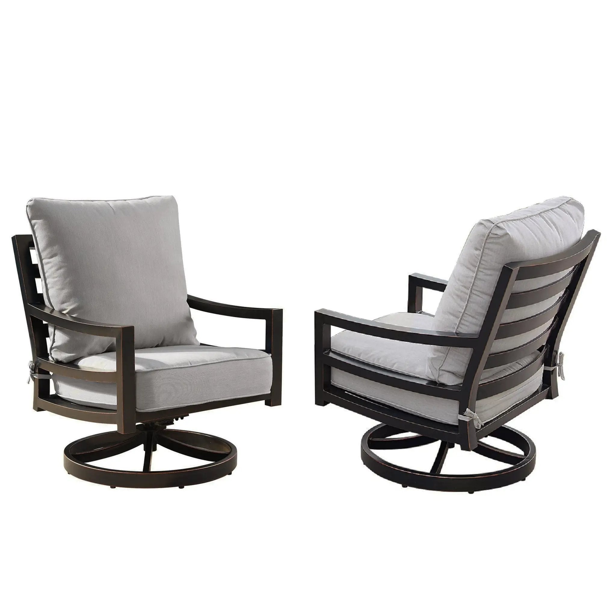 Aluminum 34-in Round Patio Fire Table Set with Swivel Rocking Chairs by Sharicks