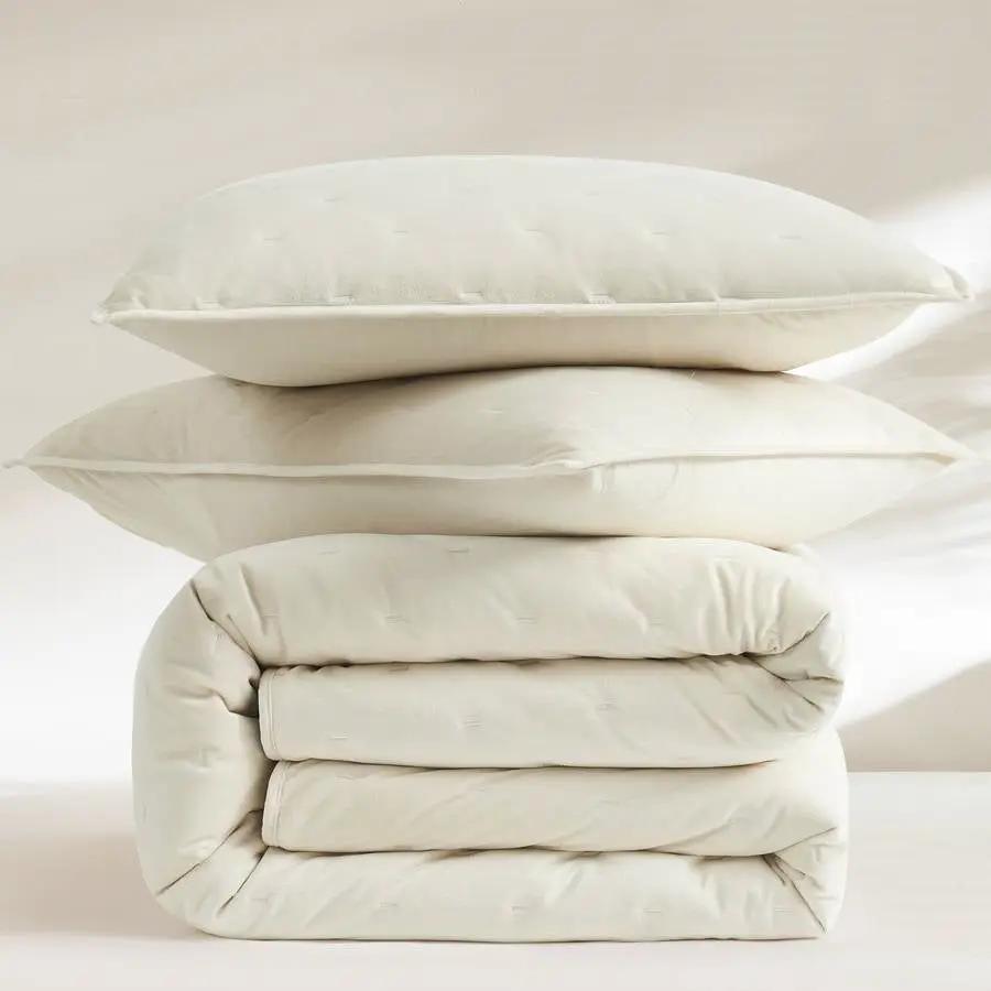 Full / Queen 3-Piece Cream Velvet Embroidered Super Soft Quilt Set by HomePacific