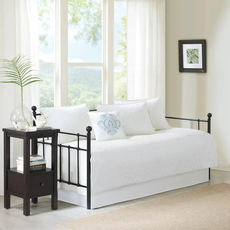 6-Piece Farmhouse Country Cottage Quilted White Reversible Daybed Cover Set by HomePacific