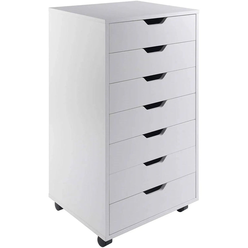 Modern Scandinavian Style 7-Drawer Storage Cabinet Chest in White Finish by HomePacific