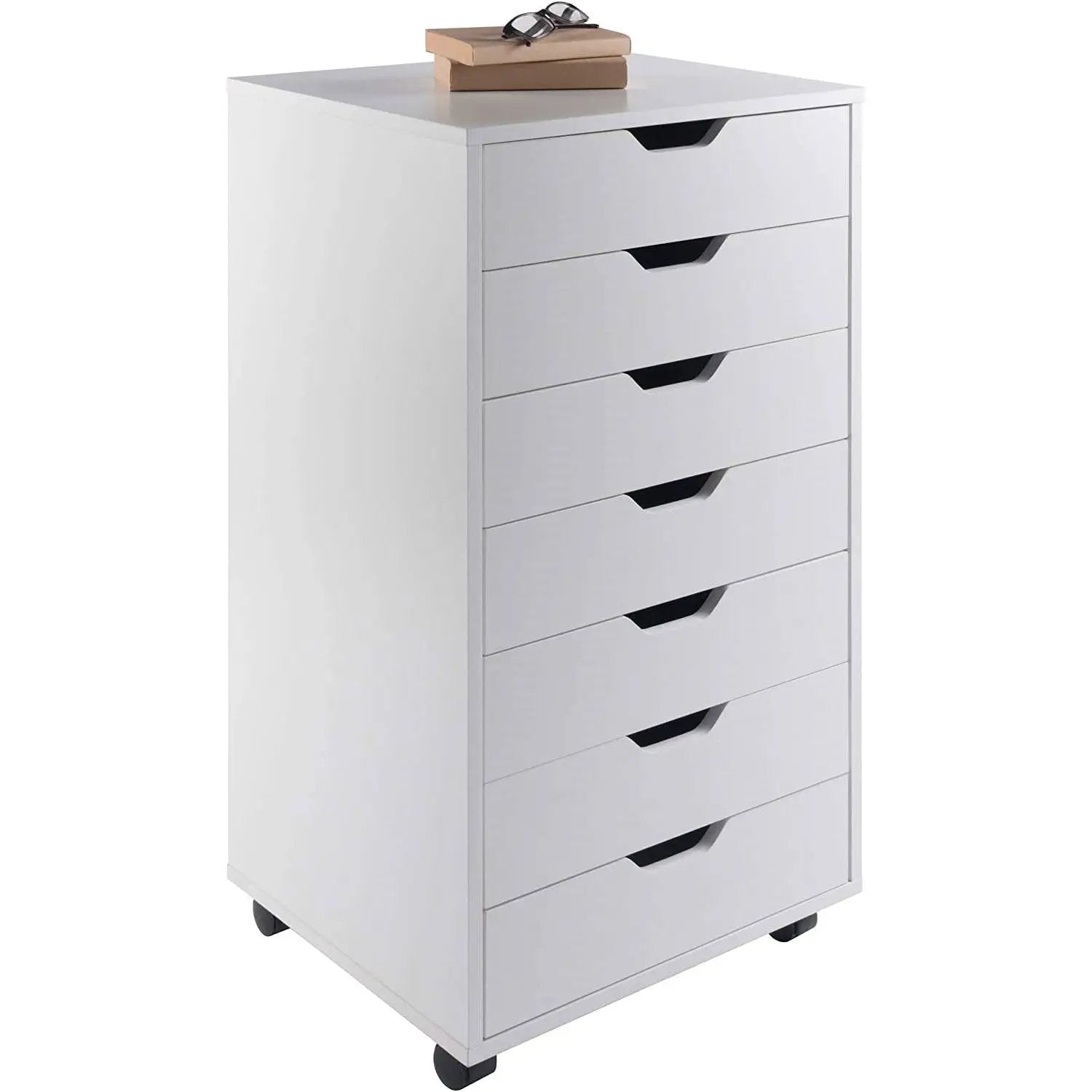 Modern Scandinavian Style 7-Drawer Storage Cabinet Chest in White Finish by HomePacific