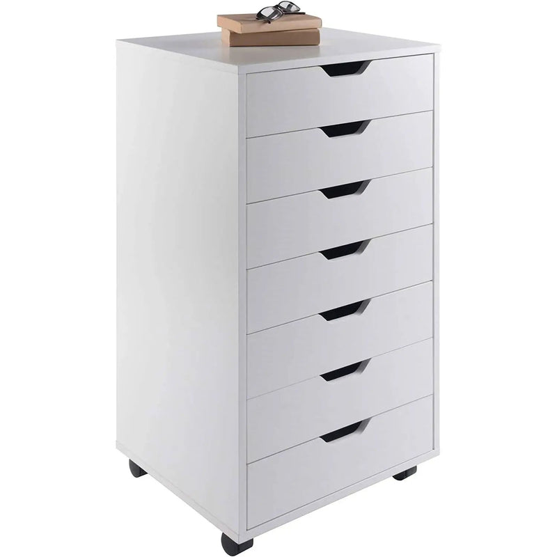 Modern Scandinavian Style 7-Drawer Storage Cabinet Chest in White Finish by HomePacific