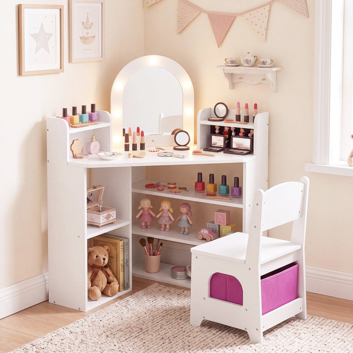 2-In-1 Kids Vanity Set with Lights for Toddlers 3+ Years Old, photo 17 of 17