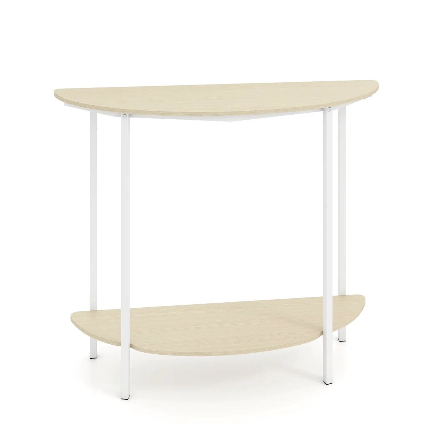 Half Moon Console Table 40 inch 2-Tier Entryway Table with Storage Shelf by DirectDeals