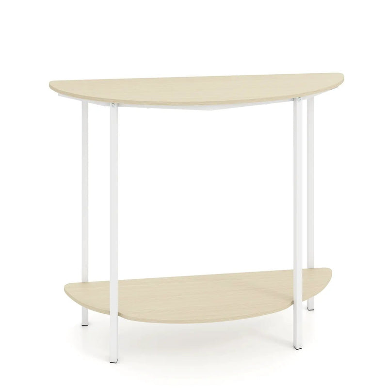 Half Moon Console Table 40 inch 2-Tier Entryway Table with Storage Shelf by DirectDeals