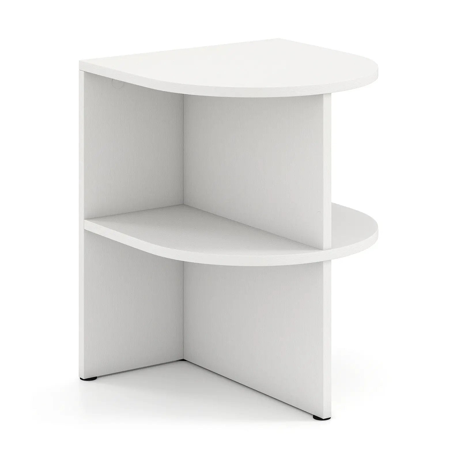Half Round End Table with Open Shelves for Small Space-White by DirectDeals