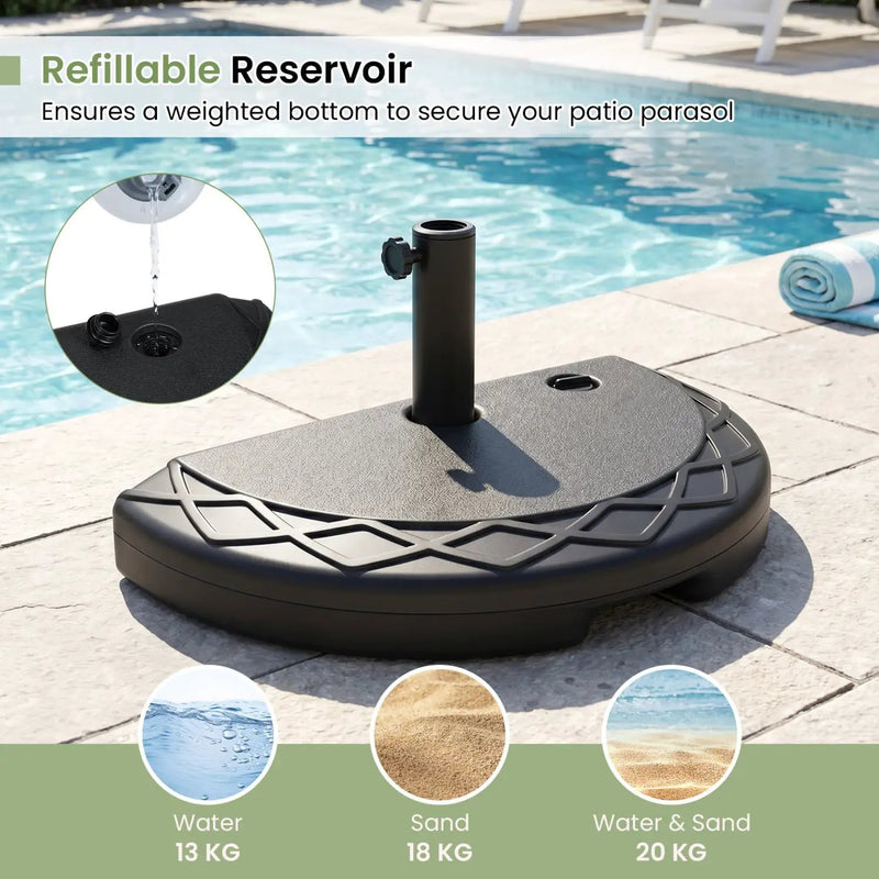 Half Round Patio Umbrella Base 44 lbs Water and Sand Fillable by DirectDeals
