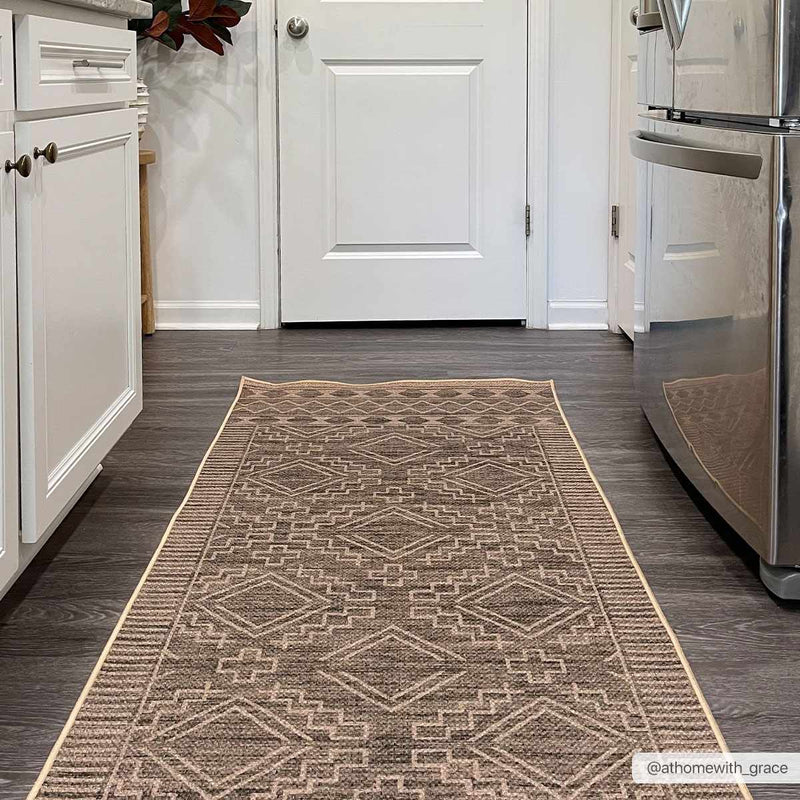 Halle Tan Washable Area Rug - Clearance by Boutique Rugs