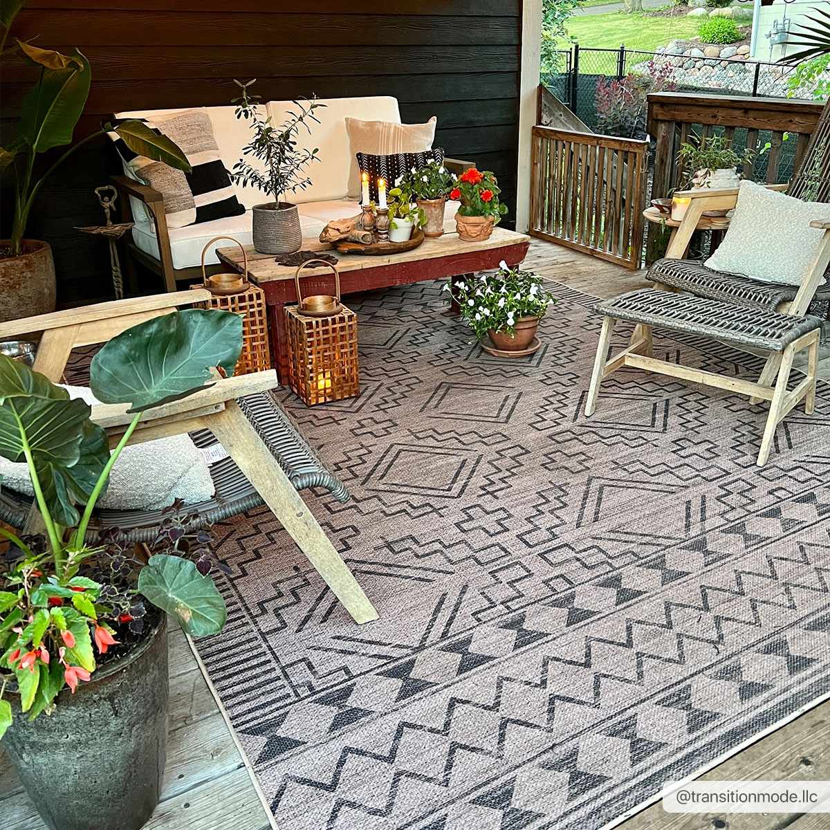 Halle Tan & Black Washable Area Rug - Clearance by Boutique Rugs