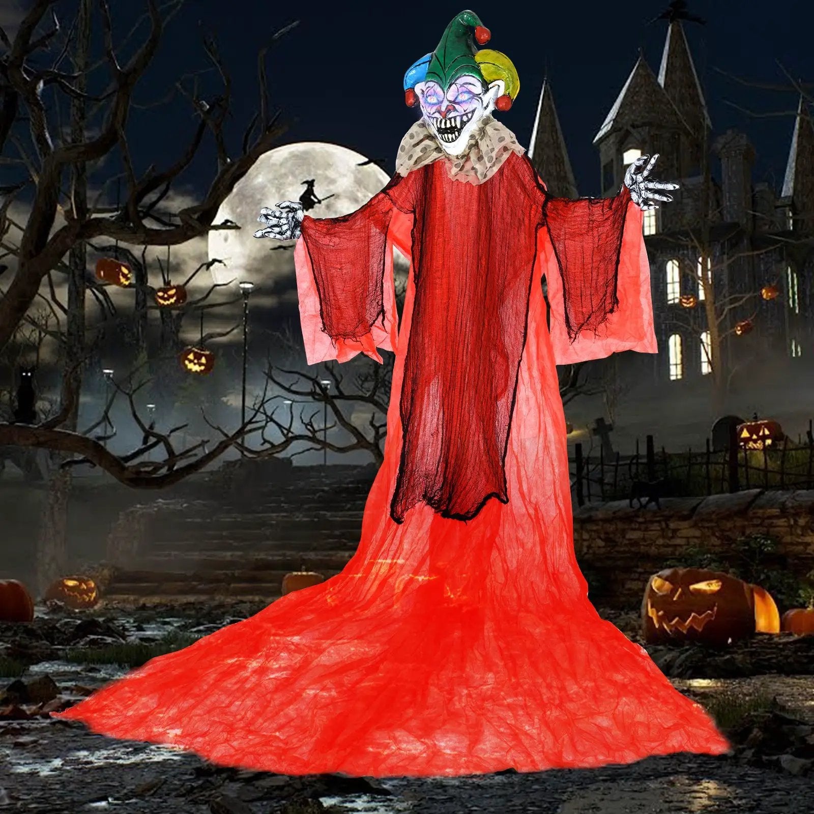 Halloween Hanging Clown with Wings and Lighted Colorful Eyes by DirectDeals
