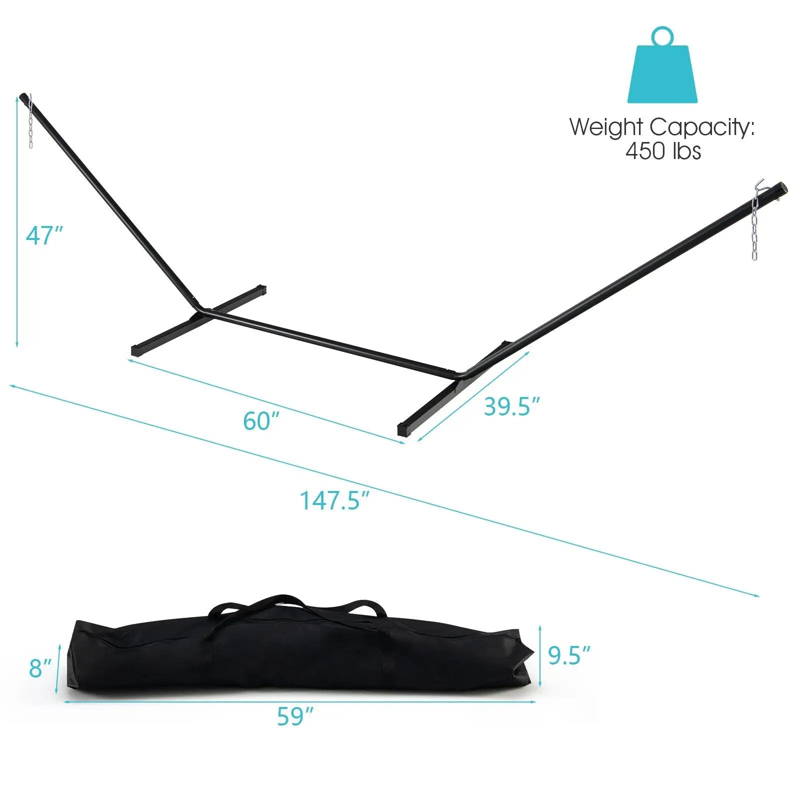 2-Person Heavy-Duty Hammock Stand with Storage Bag by DirectDeals