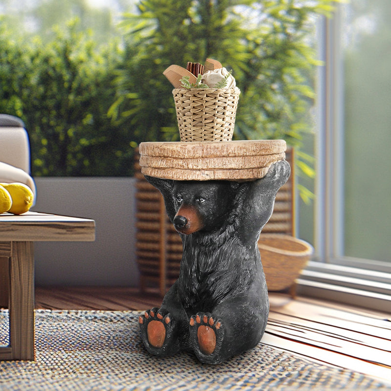 Concrete Outdoor Side Table Bear Holding Top 15 Inch, photo 2 of 8