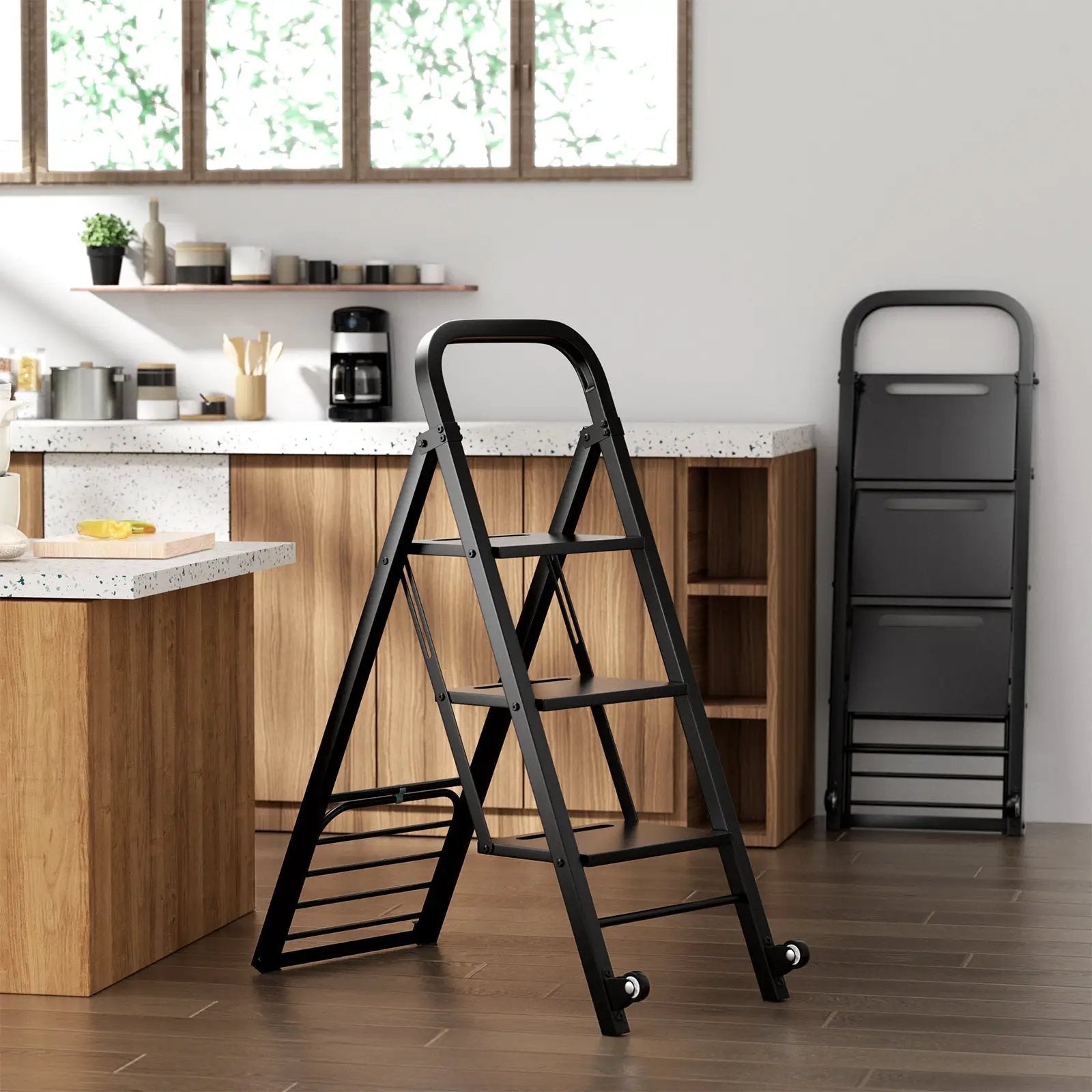 2 in 1 Hand Truck and Ladder Combo with Rubber Wheels and Handle by DirectDeals