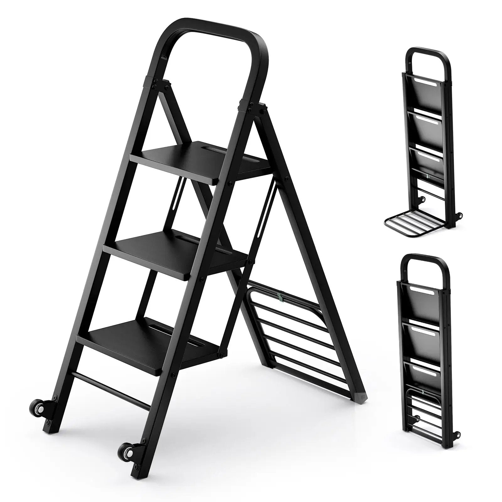 2 in 1 Hand Truck and Ladder Combo with Rubber Wheels and Handle by DirectDeals