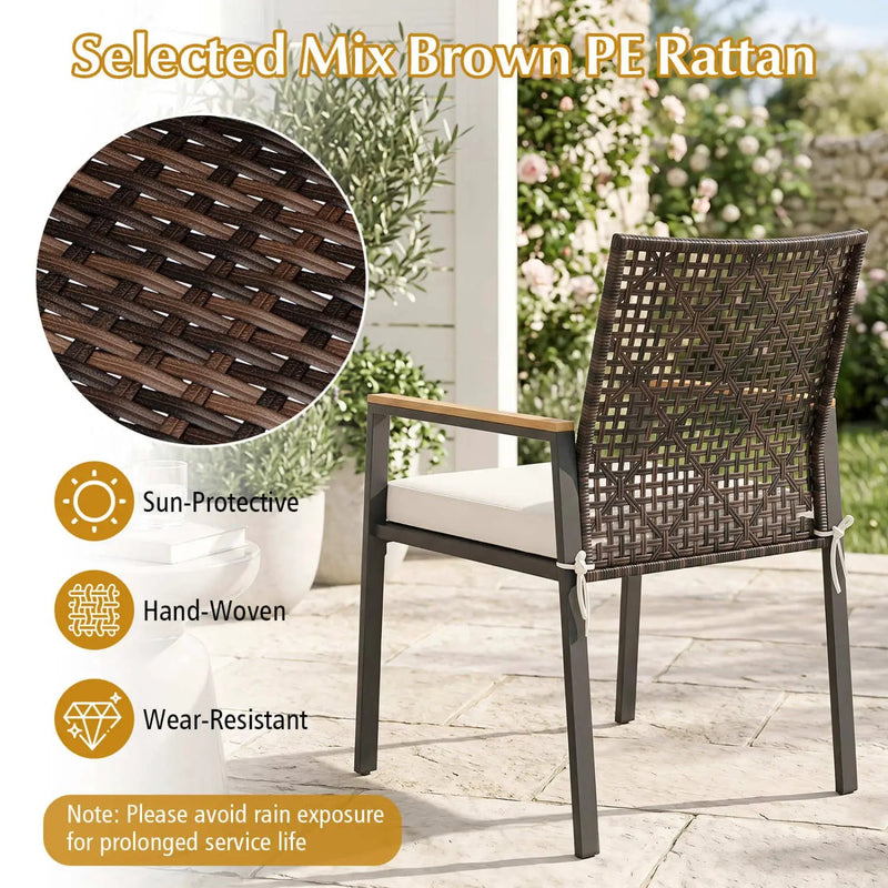 Patio Dining Chairs Set of 4 with Acacia Wood Armrests by DirectDeals
