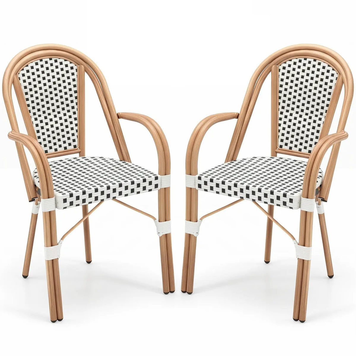 PE Wicker Bistro Dining Chairs Set of 2 - 400 lbs Capacity
