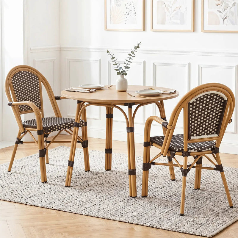 PE Wicker Bistro Dining Chairs Set of 2 - 400 lbs Capacity by DirectDeals