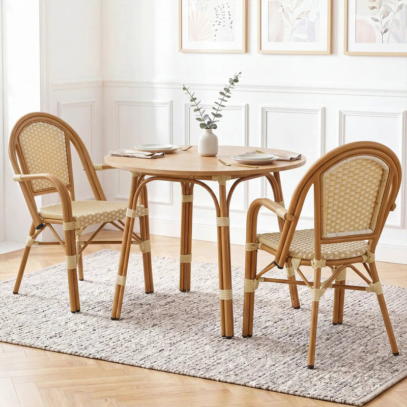 PE Wicker Bistro Dining Chairs Set of 2 - Yellow by DirectDeals
