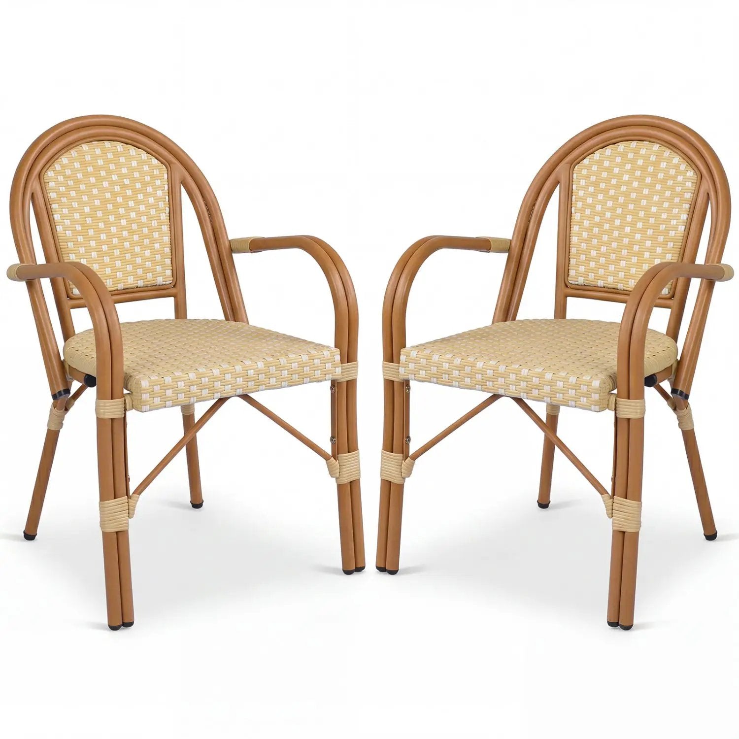 PE Wicker Bistro Dining Chairs Set of 2 - Yellow by DirectDeals
