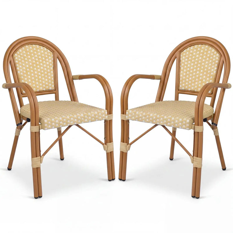PE Wicker Bistro Dining Chairs Set of 2 - Yellow by DirectDeals