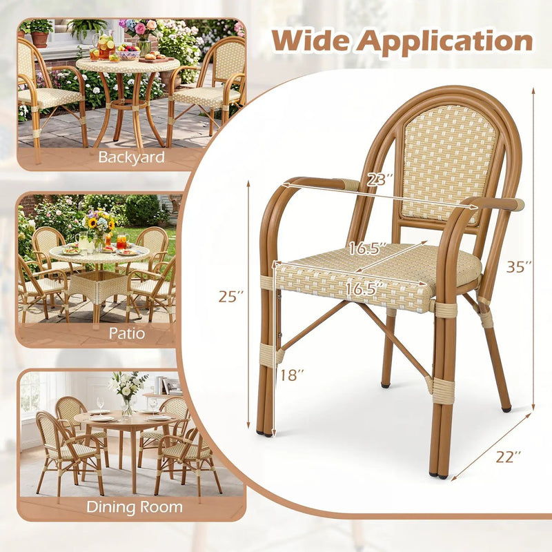 PE Wicker Bistro Dining Chairs Set of 2 - Yellow by DirectDeals