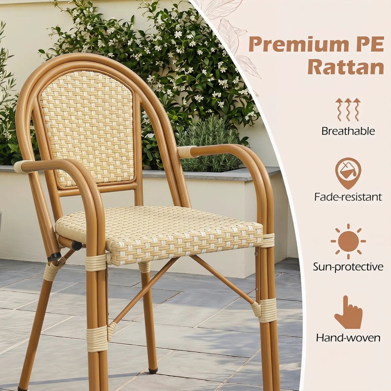 PE Wicker Bistro Dining Chairs Set of 2 - Yellow by DirectDeals