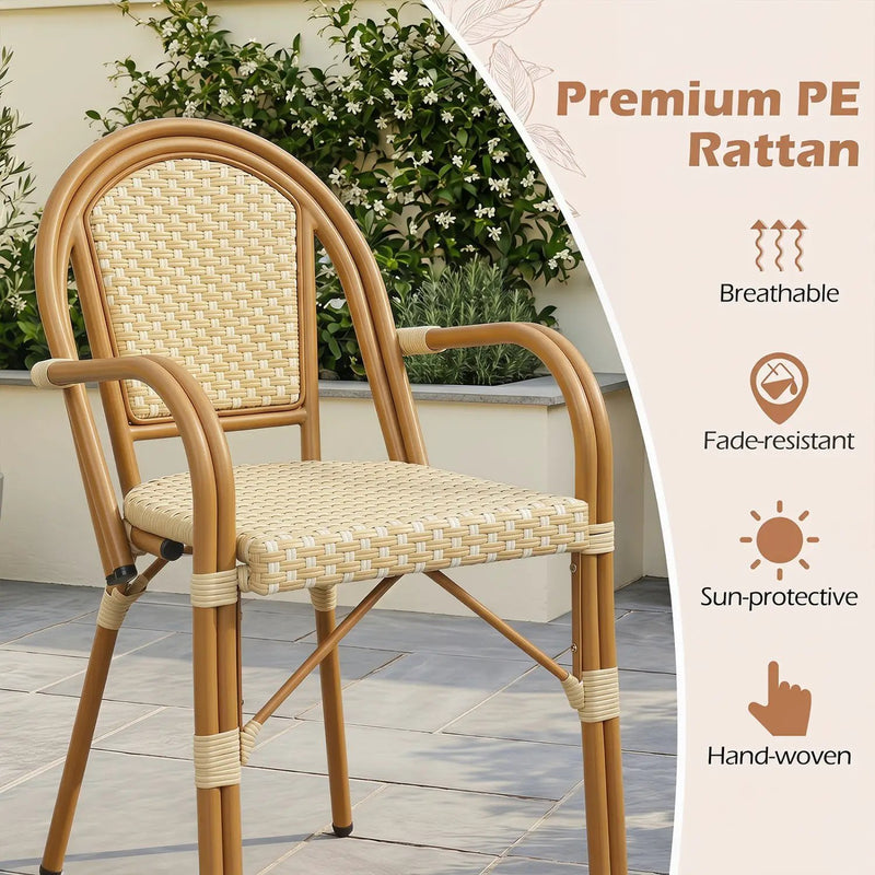 PE Wicker Bistro Dining Chairs Set of 2 - Yellow by DirectDeals