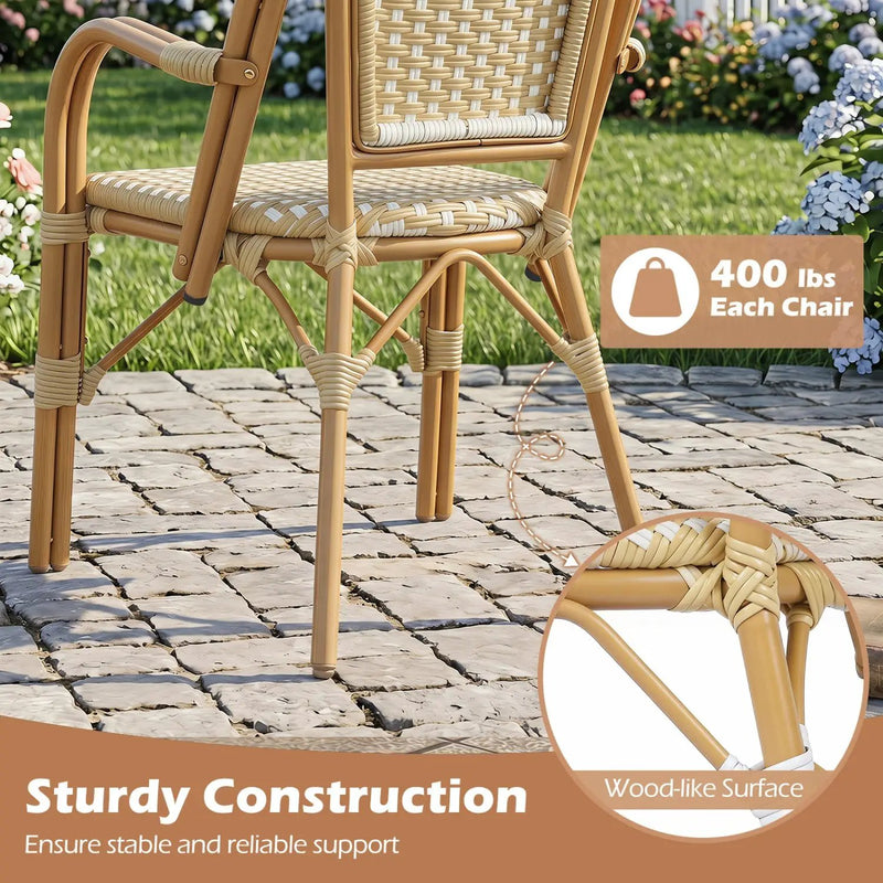 PE Wicker Bistro Dining Chairs Set of 2 - Yellow by DirectDeals