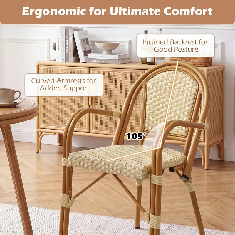 PE Wicker Bistro Dining Chairs Set of 2 - Yellow by DirectDeals