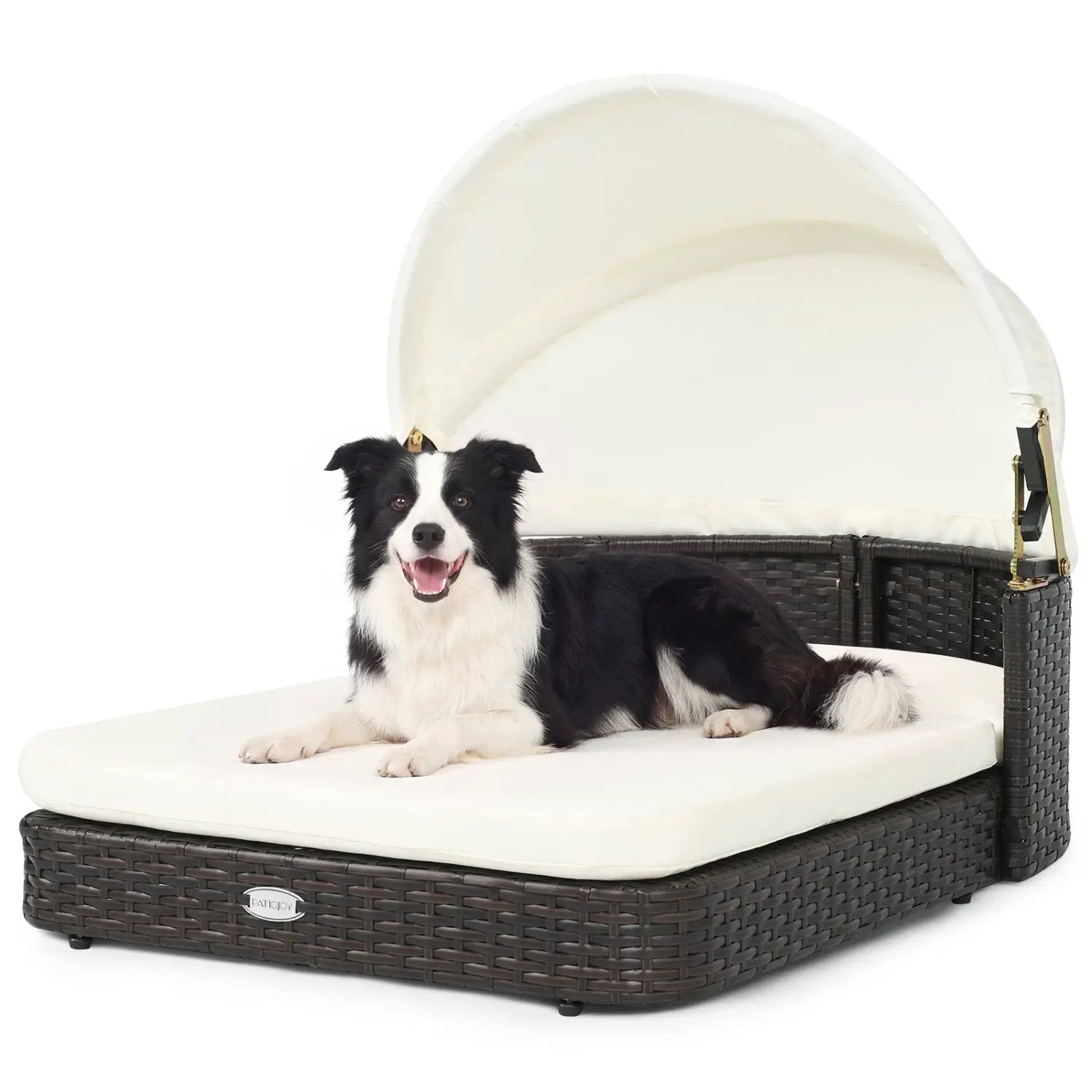 Rattan Pet Daybed with Adjustable Canopy for Small & Medium Dogs by DirectDeals