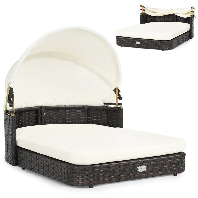 Rattan Pet Daybed with Adjustable Canopy for Small & Medium Dogs by DirectDeals