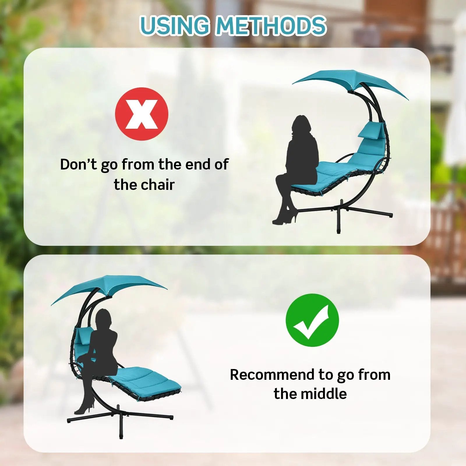 Hanging Curved Steel Swing Chaise Lounger with Removable Canopy by DirectDeals