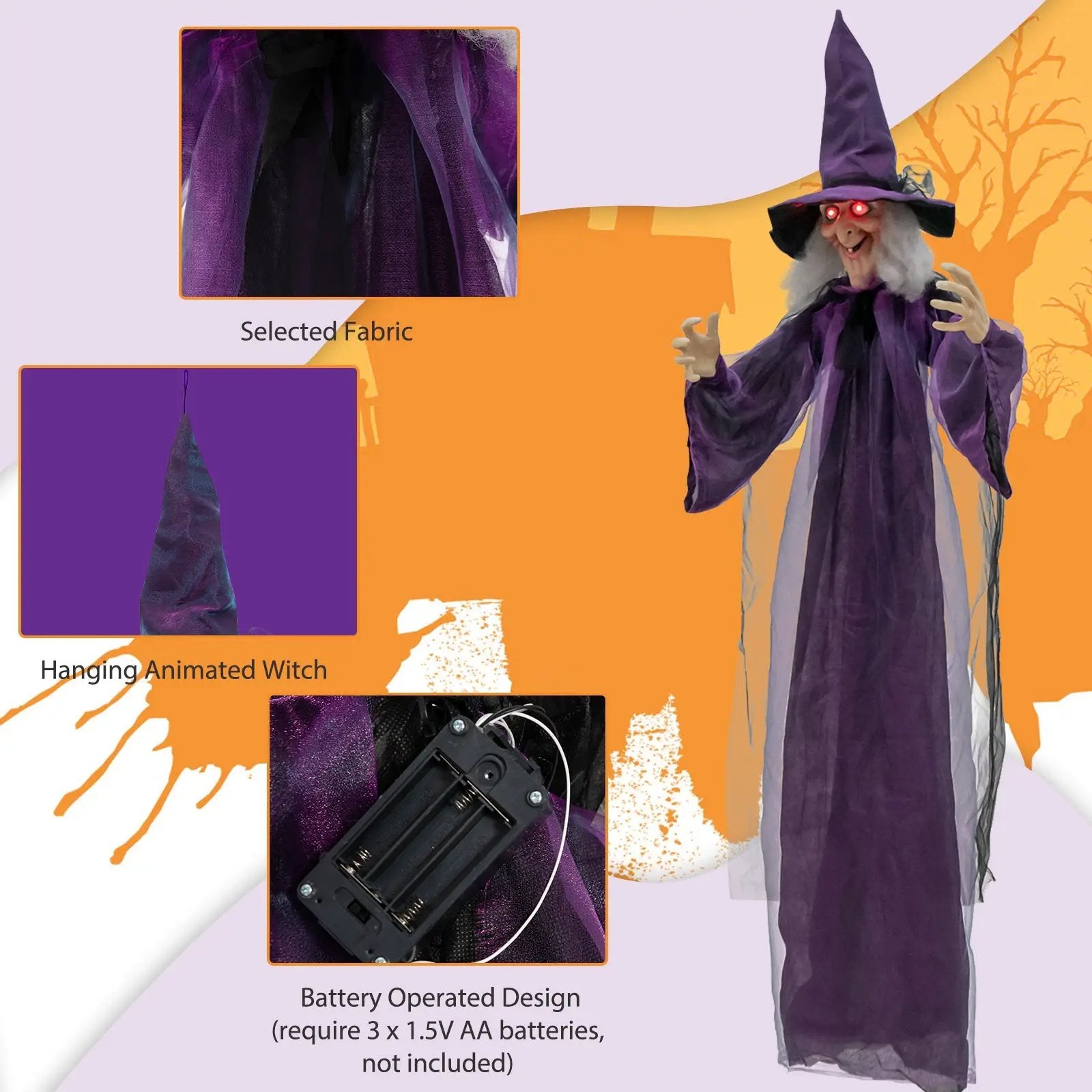 Hanging Halloween Decoration with Pre-Recorded Phrases by DirectDeals