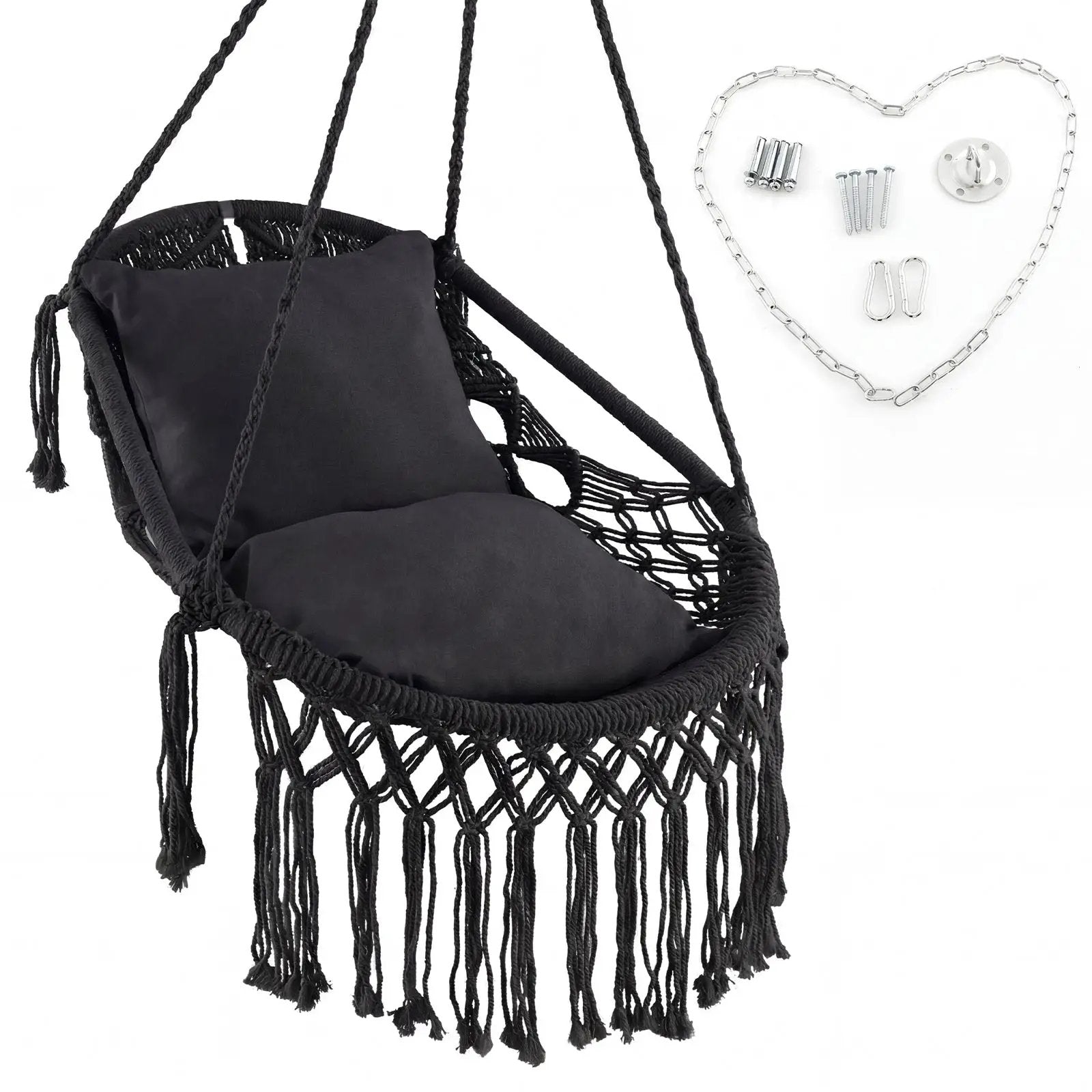 Hanging Hammock Chair with Soft Seat Cushions and Sturdy Rope Chain by DirectDeals