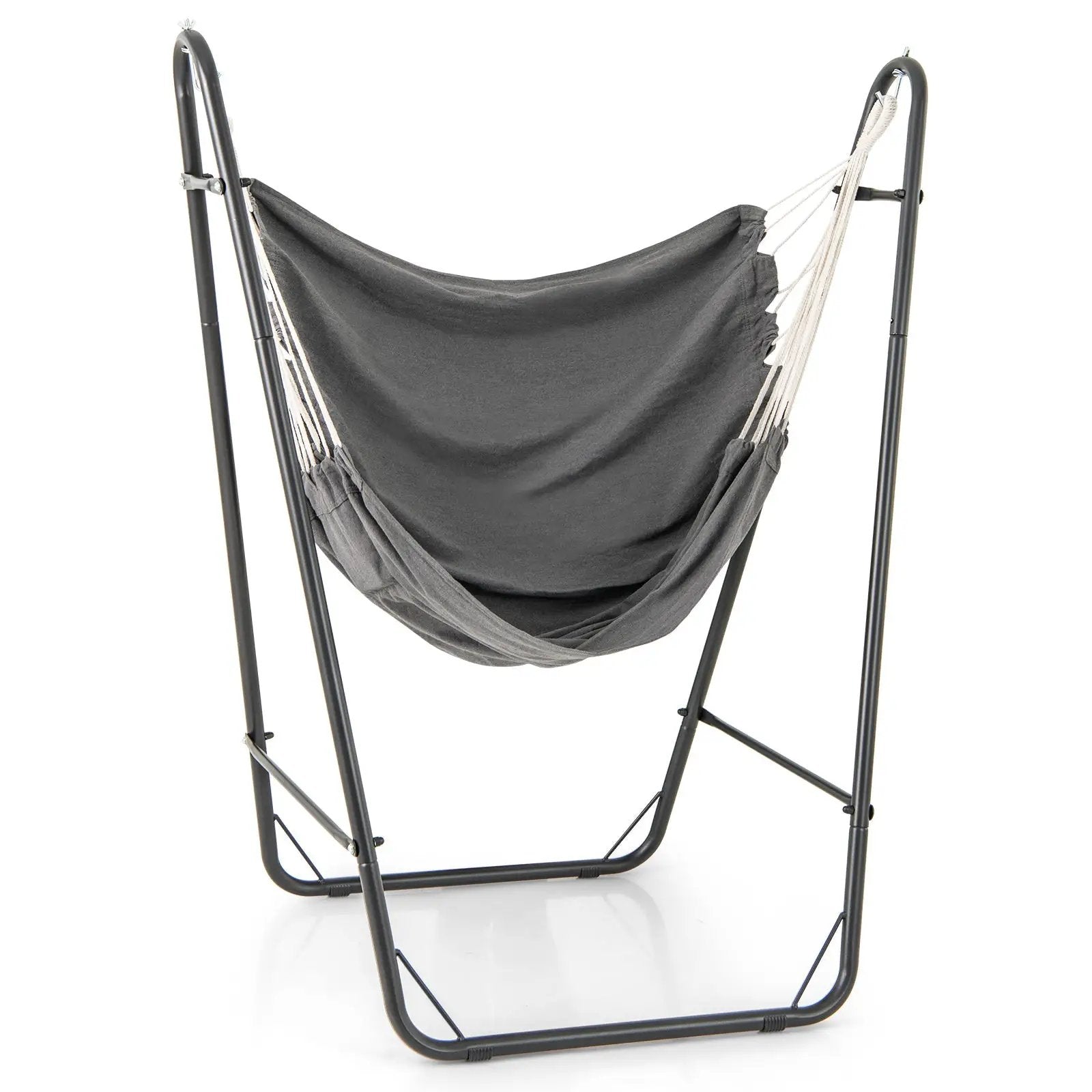 Hammock Chair with Heavy Duty Metal Frame and Side Pocket-Gray by DirectDeals