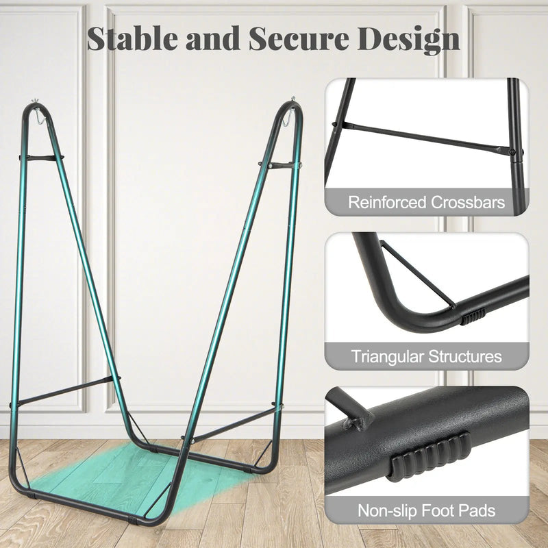 Hammock Chair with Heavy Duty Metal Frame and Side Pocket-Gray by DirectDeals