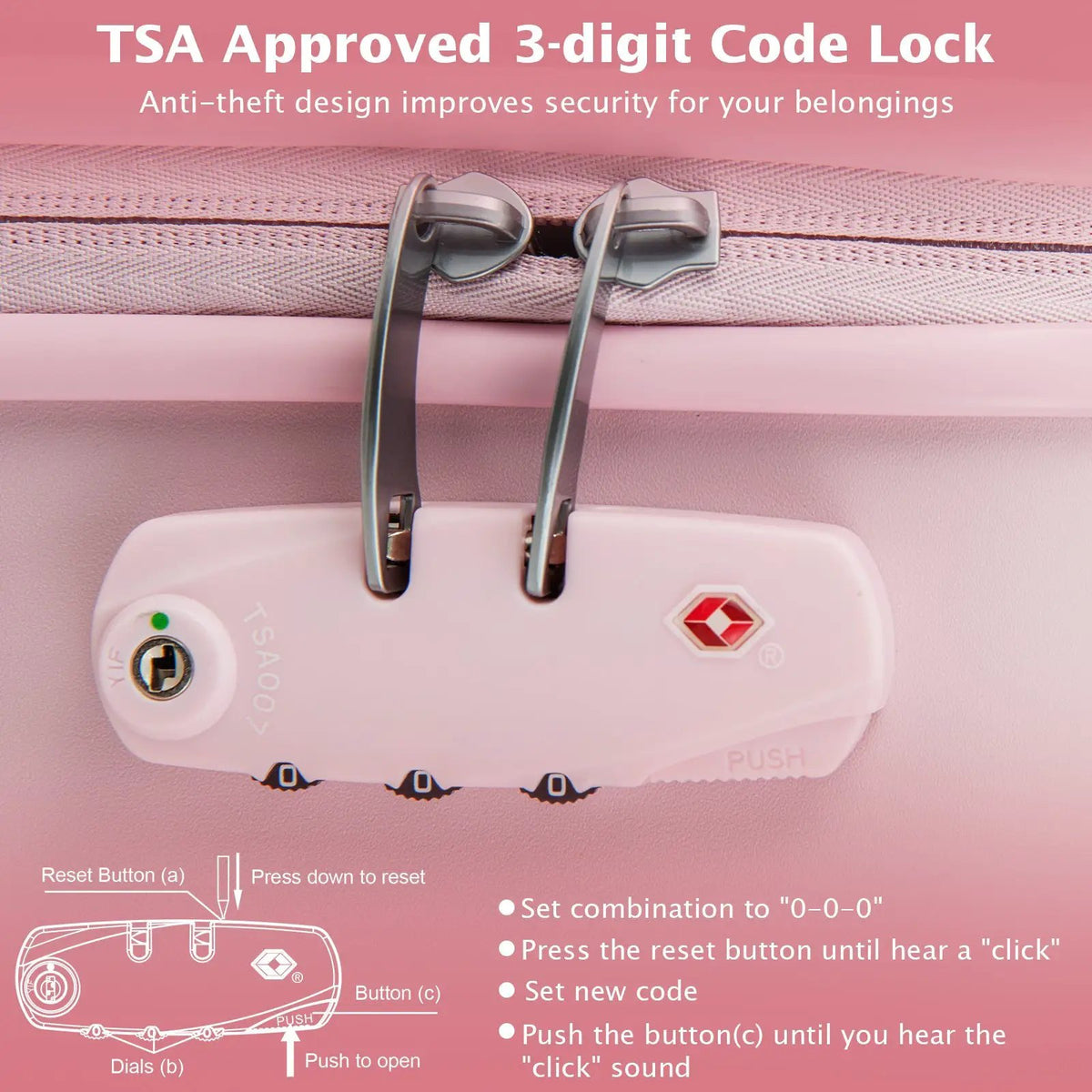 Hardside Luggage with Spinner Wheels with TSA Lock and Height Adjustable Handle, photo 8 of 16