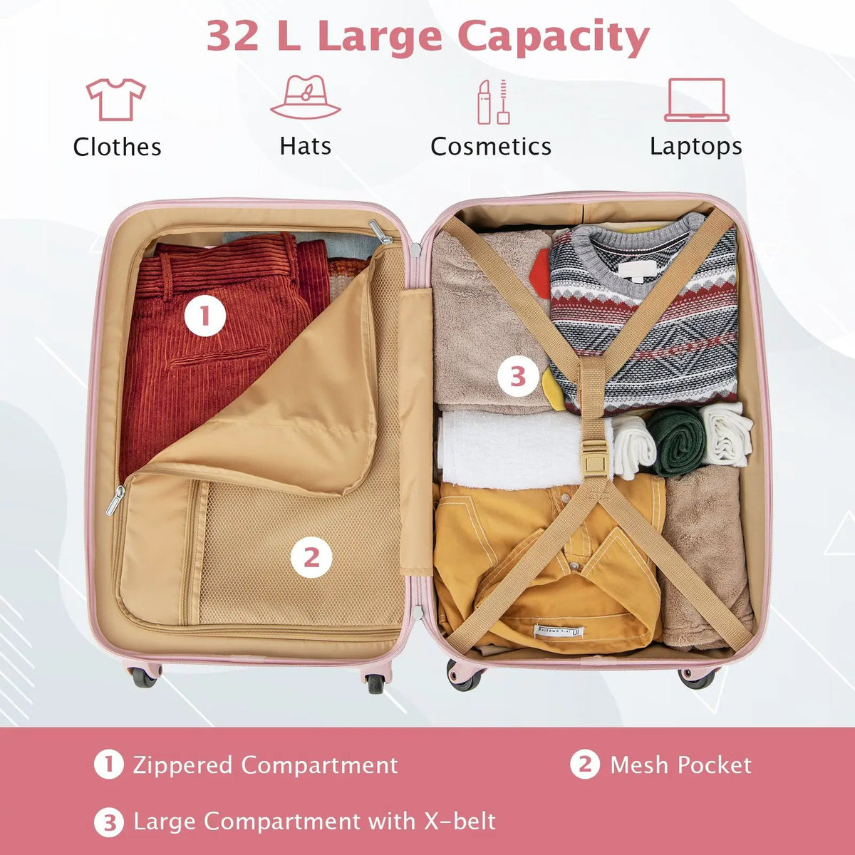 Hardside Luggage with Spinner Wheels with TSA Lock and Height Adjustable Handle, photo 4 of 16
